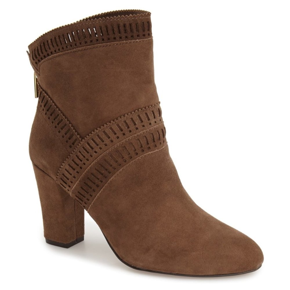 Isola New BOOTS Suede Leather Laser Cut Fashion Booties Women's 11 NWT Brown